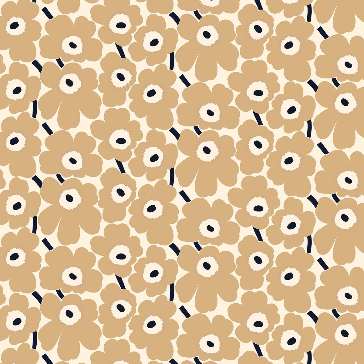 Marimekko Pieni Unikko Wachstuch Naturweiß-beige-dunkelblau