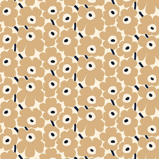 Marimekko Pieni Unikko tyg bomull Naturvit-beige-mörkblå