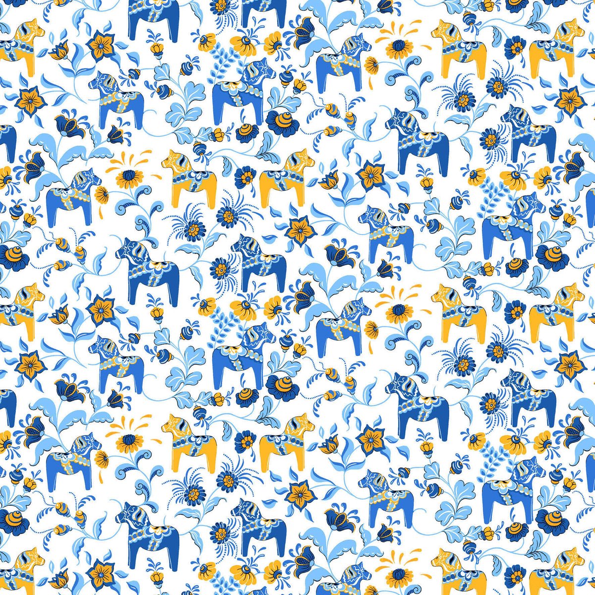 Arvidssons Textil Leksand mini fabric Yellow-blue