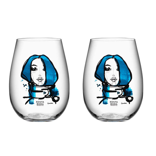 Kosta Boda All about you Glas 57 cl 2er Pack Miss you (blau)