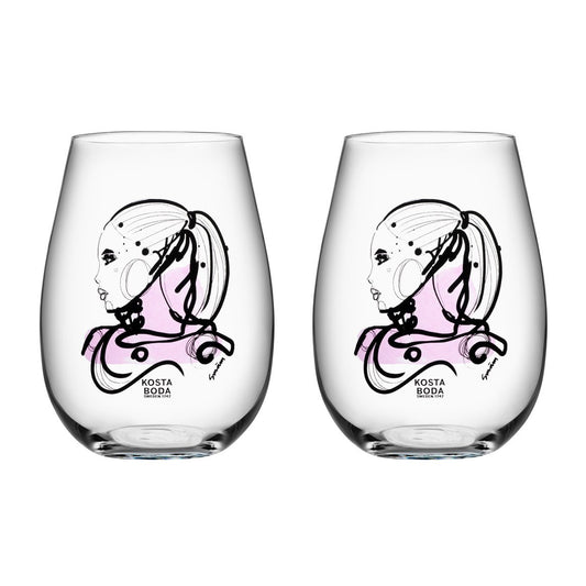 Kosta Boda All about you Glas 57 cl 2er Pack Love you (rosa)