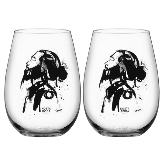 Kosta Boda All about you Glas 57 cl 2er Pack Love him (grau)