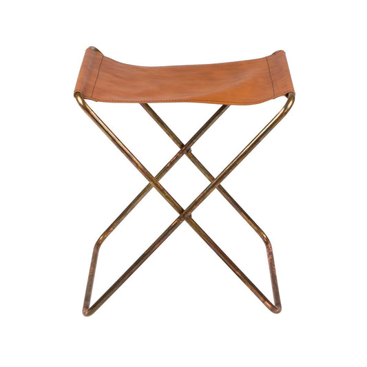 Broste Copenhagen Nola stool leather brown, 45 cm