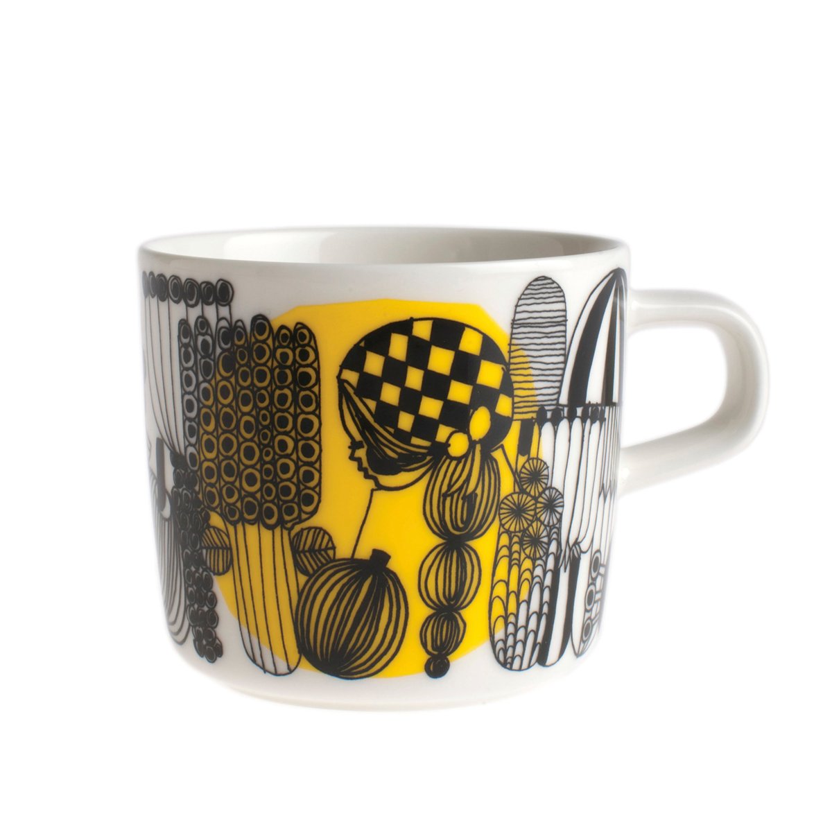 Marimekko Siirtolapuutarha coffee cup 20 cl white-black-yellow