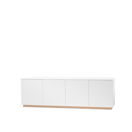 A2 Beam Sideboard Weiß lackiert, Sockel Eiche weiß geölt