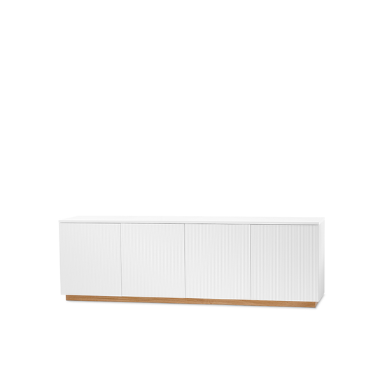 A2 Beam Sideboard Weiß lackiert, Sockel Eiche geölt