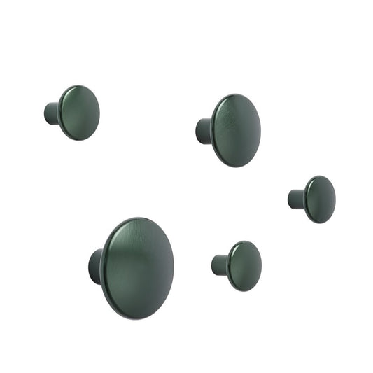 Muuto The Dots clothes hook metal 5 pack Dark green