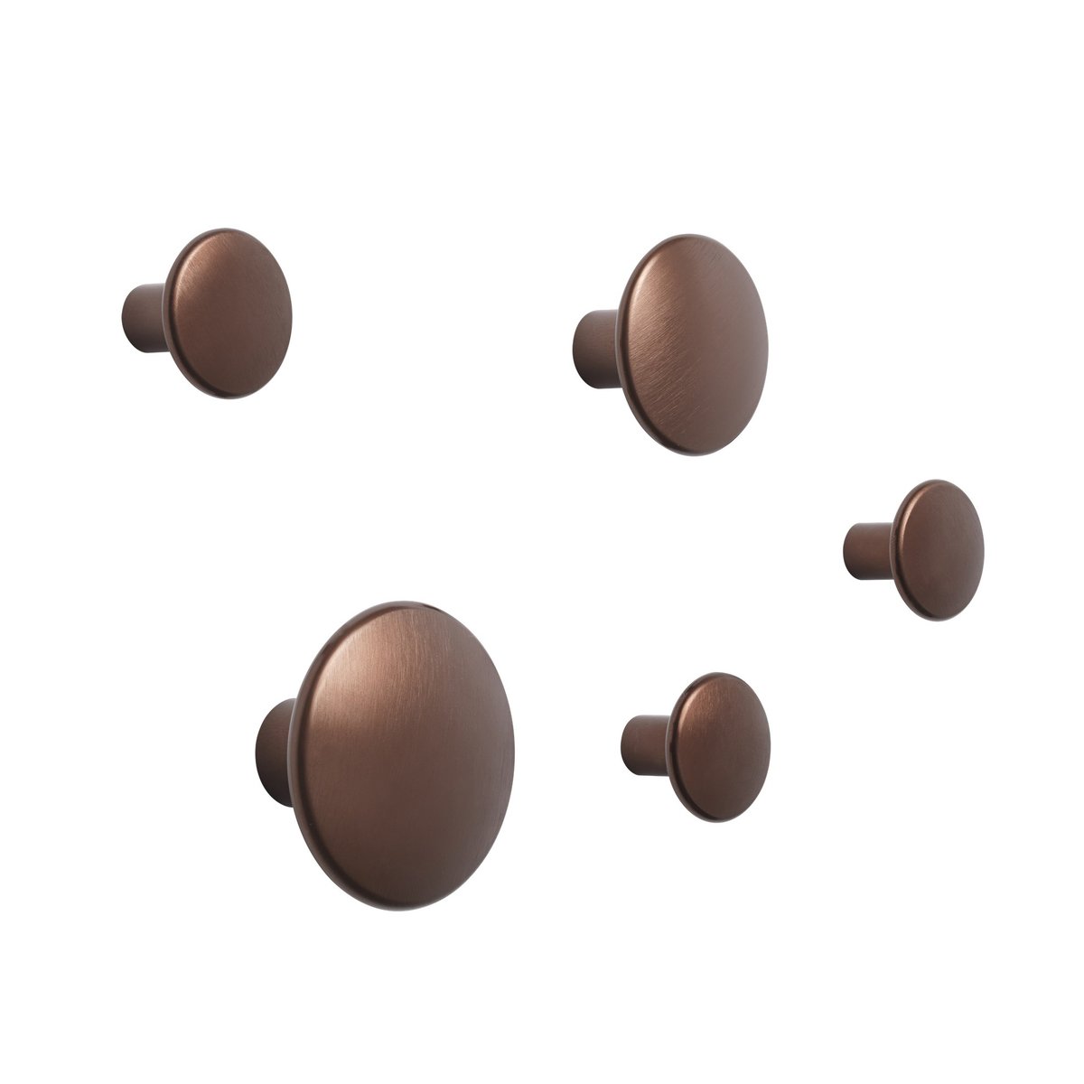 Muuto The Dots clothes hook metal 5 pack Umber