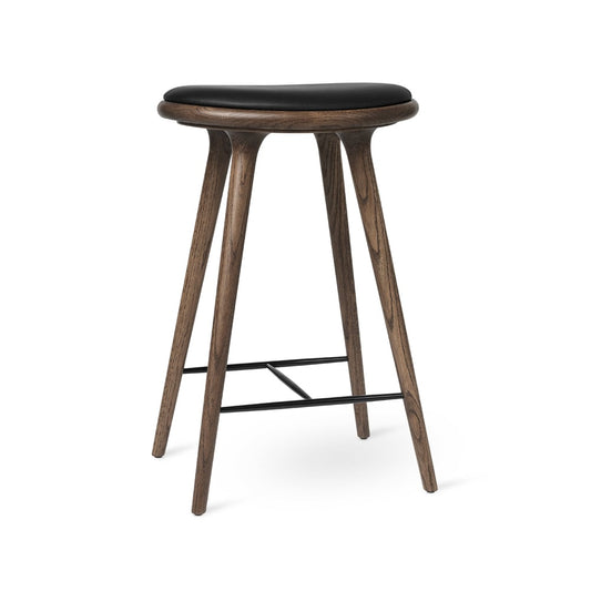 Mater High stool barpall hög 74 cm läder svart, mörkbetsat ekstativ