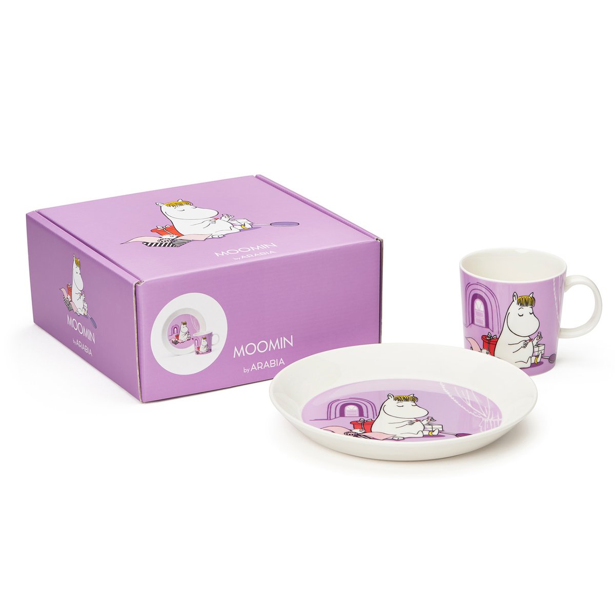 Arabia Moomin children's dinnerware Snorkmaiden purple