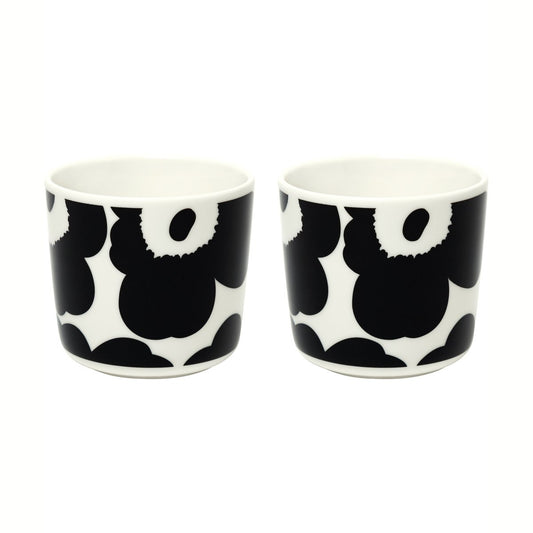 Marimekko Unikko cup without handle 20 cl 2 pack white-black