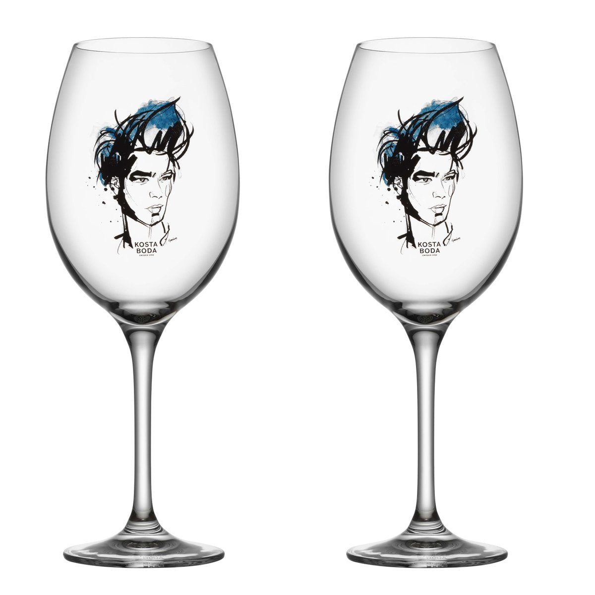 Kosta Boda All about you wine glass 52 cl 2 pack Miss him (blue)