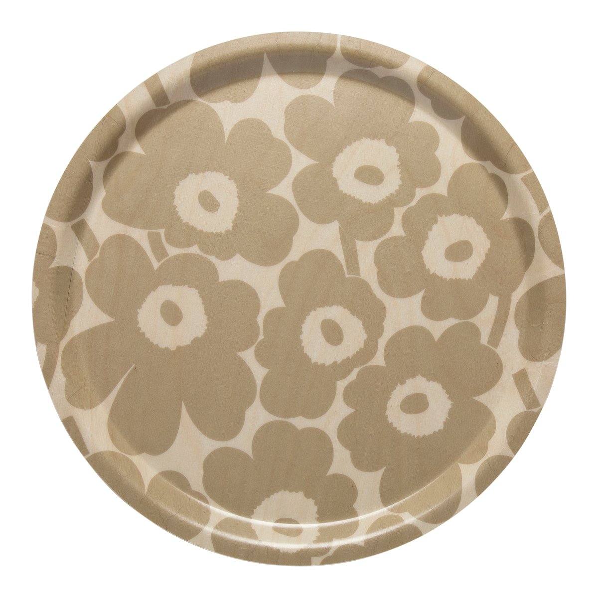 Marimekko Mini Unikko rund bricka Ljusbrun-beige