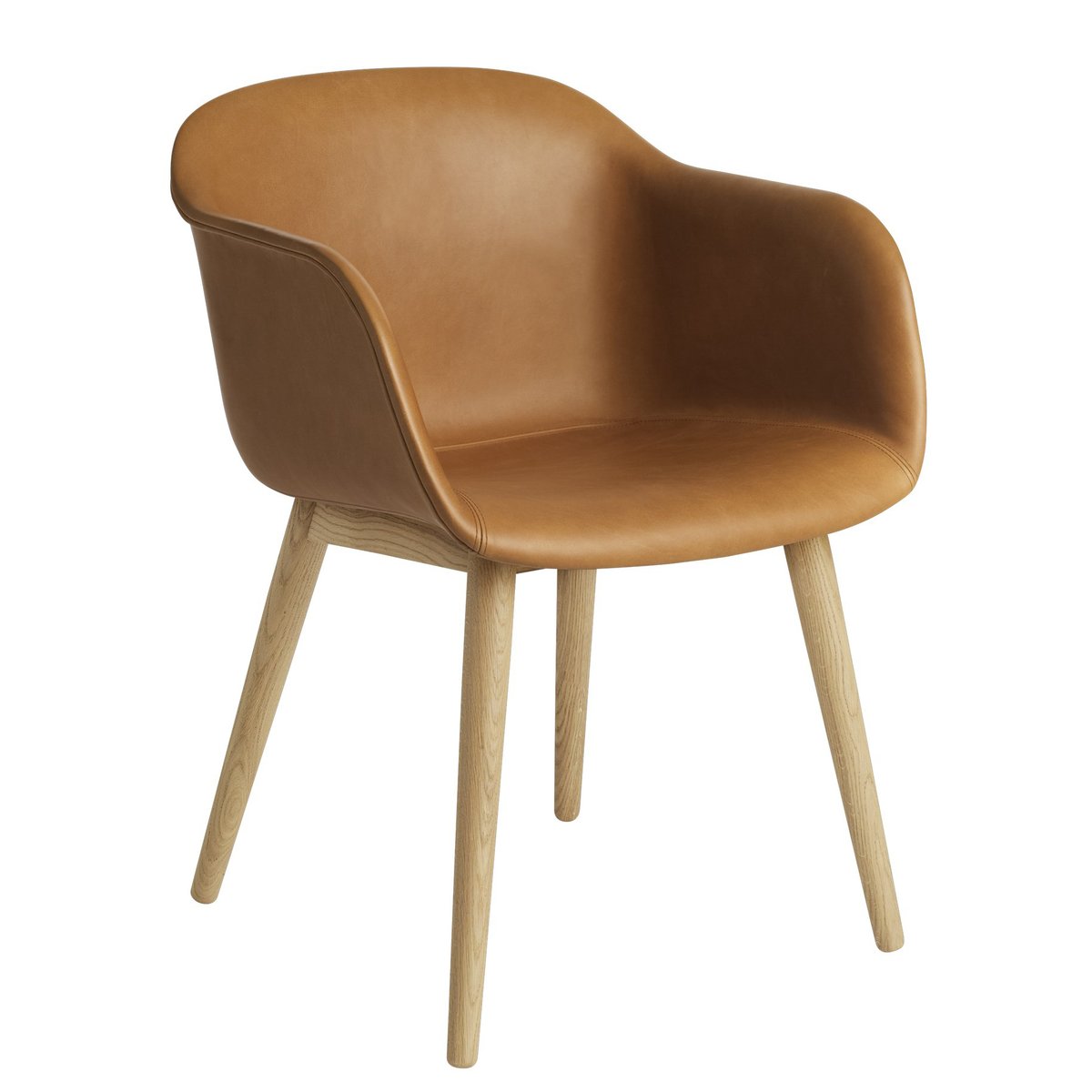 Muuto Fiber Armchair med träben Refine leather cognac-Oak