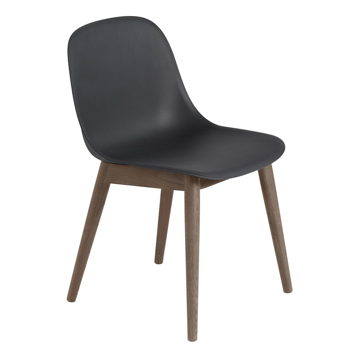 Muuto Fiber Side Chair with wooden legs Black-stained dark brown