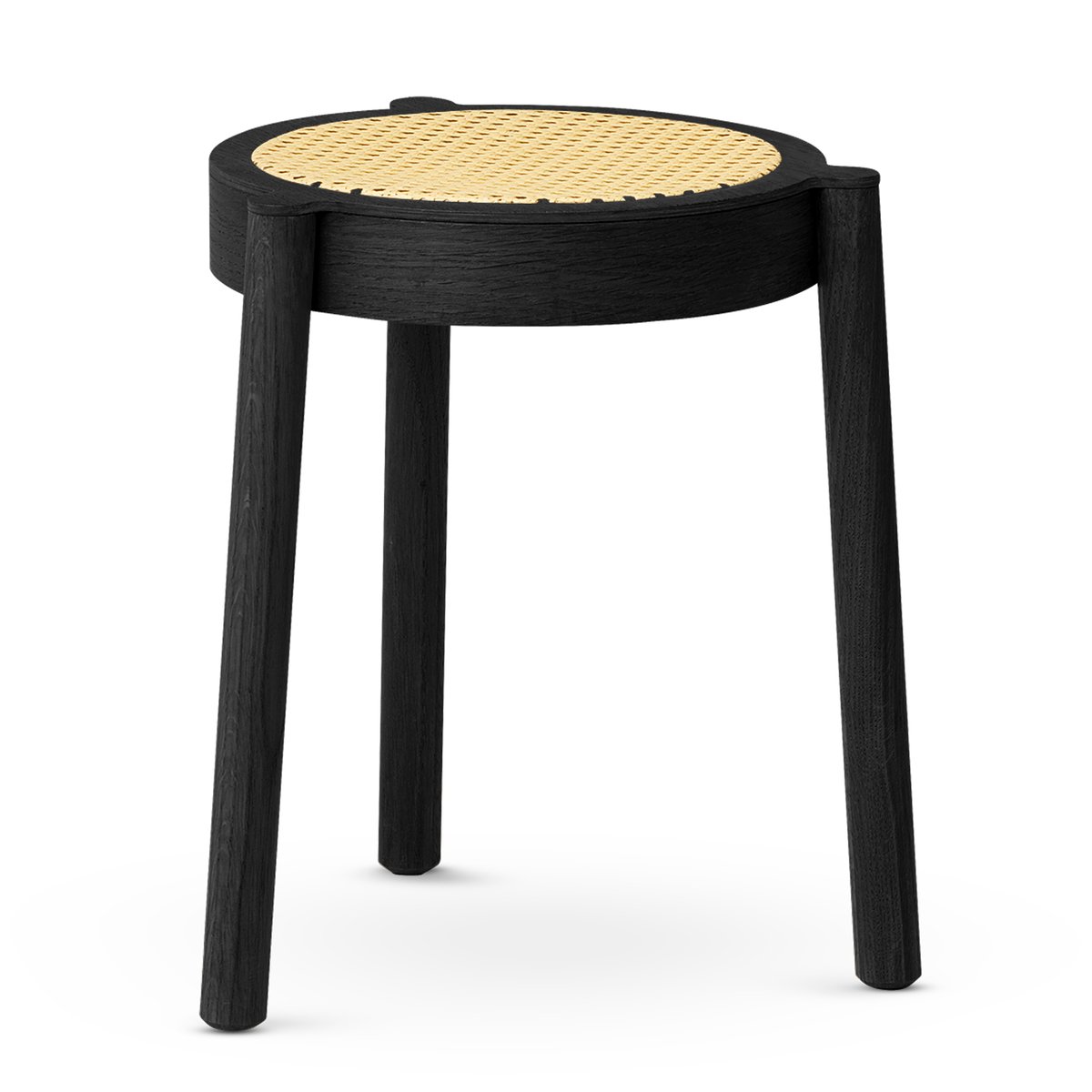 Northern Pal stool with rattan seat Black oak