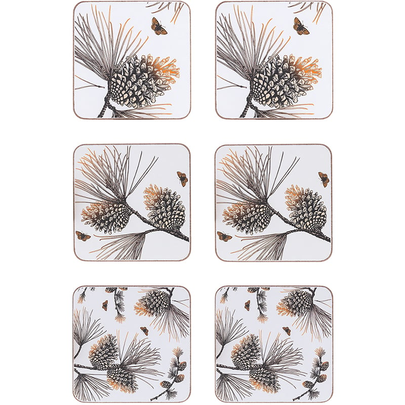 Åry Home Pine Cone glasunderlägg 6-pack Cotton white