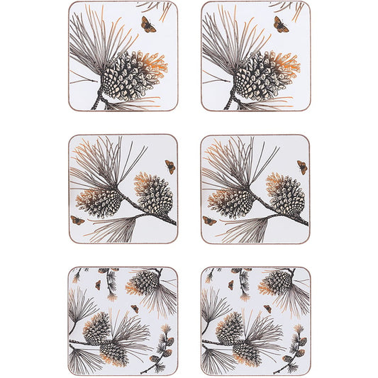 Åry Home Pine Cone coaster 6-pack cotton white