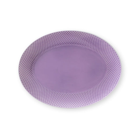 Lyngby Porcelæn Rhombe serveringsfat ovalt 35x26,5 cm Ljuslila