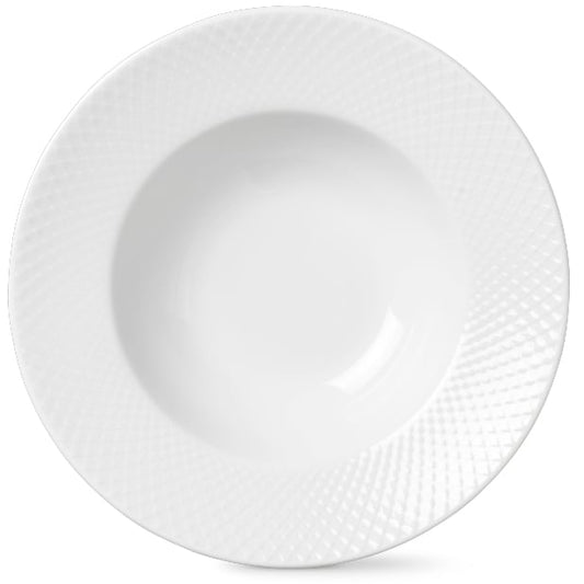 Lyngby Porcelæn Rhombe deep  plate white Ø 24.5 cm