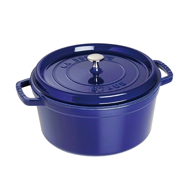 STAUB Staub runder Topf aus Gusseisen, drei Schichten Emaille 6,7 l Dunkelblau