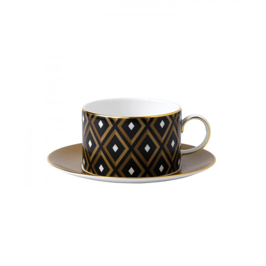 Wedgwood Arris teacup with saucer geometric