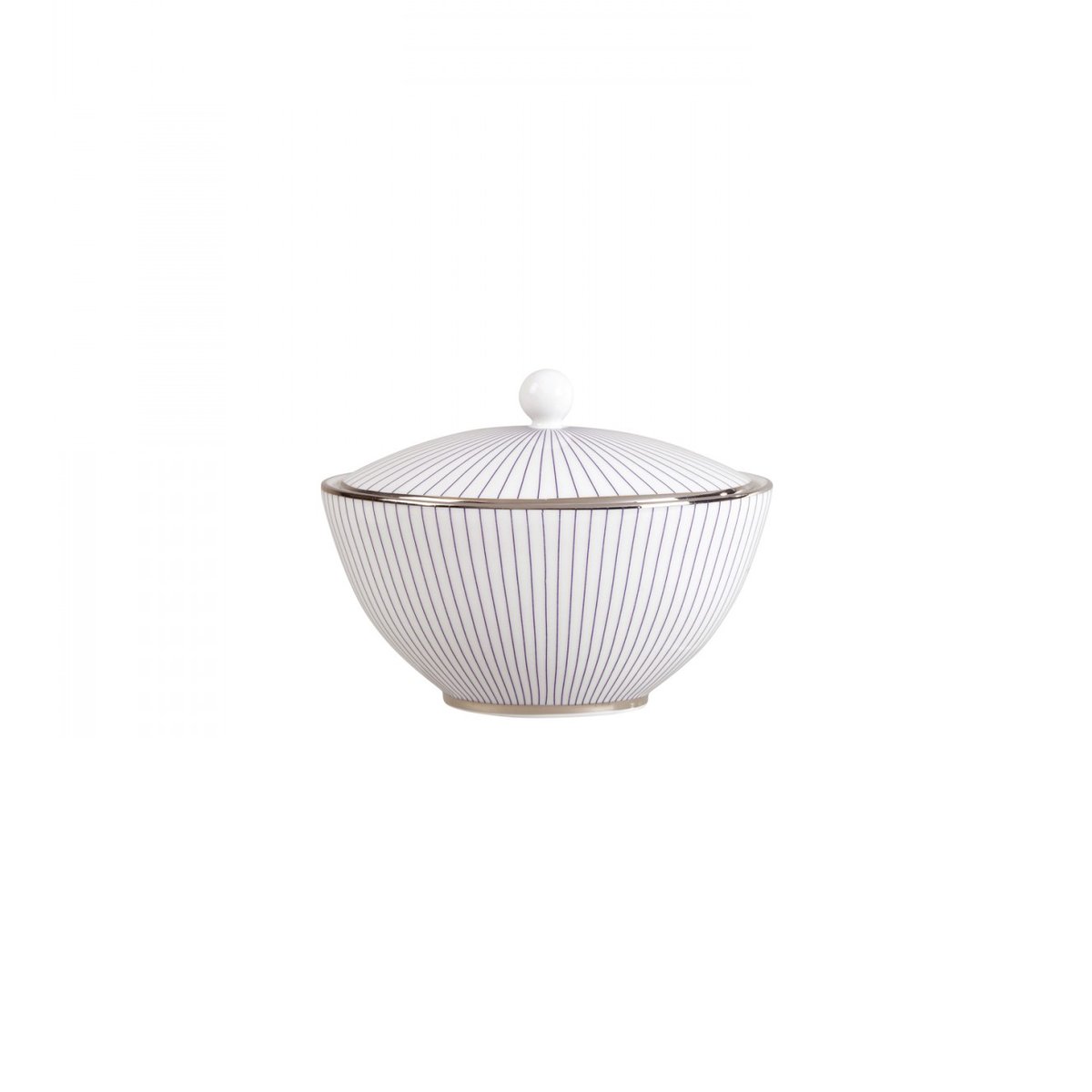 Wedgwood Pinstripe Zuckerschale mit Deckel Weiß