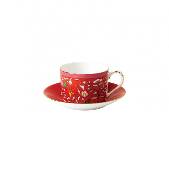 Wedgwood Wonderlust cup with saucer crimson jewel