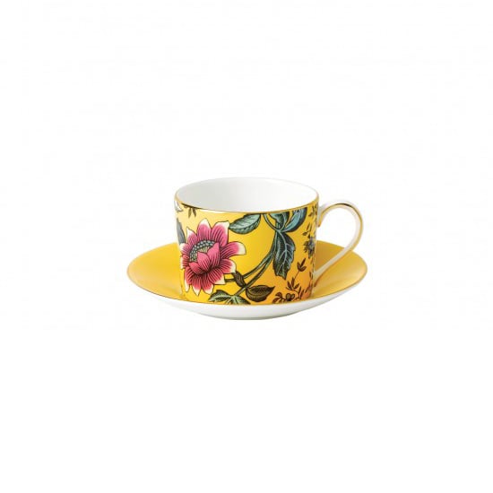 Wedgwood Wonderlust cup with saucer yellow tonquin