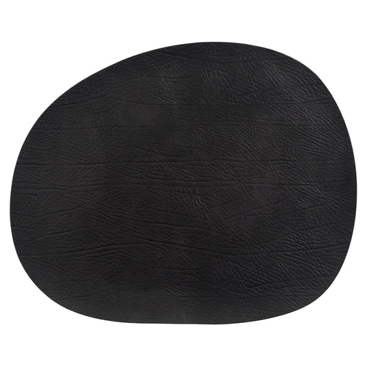 Aida Raw placemat leather Black buffalo (black)