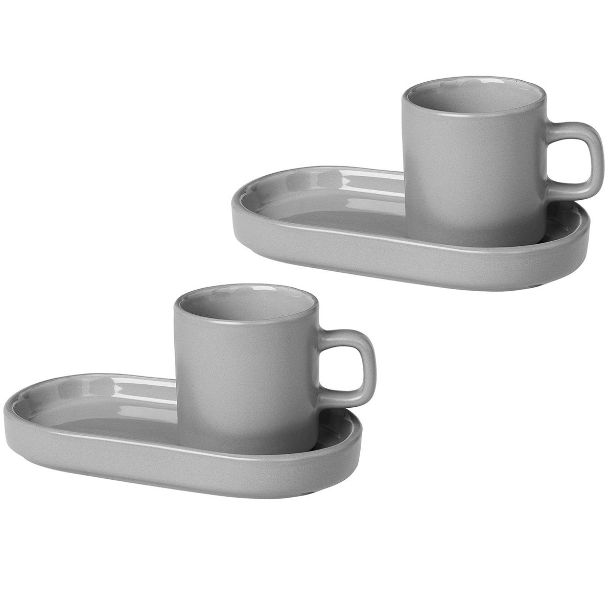 blomus Pilar espresso cup with saucer 2-pack Mirage grey