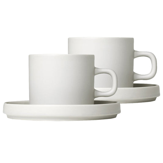 blomus Pilar coffee mug with saucer 2-pack Moonbeam