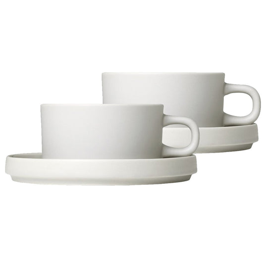 blomus Pilar Teetasse mit Untersetzer 2er Pack Moonbeam