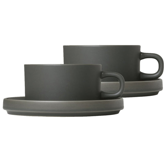 blomus Pilar Teetasse mit Untersetzer 2er Pack Agave green