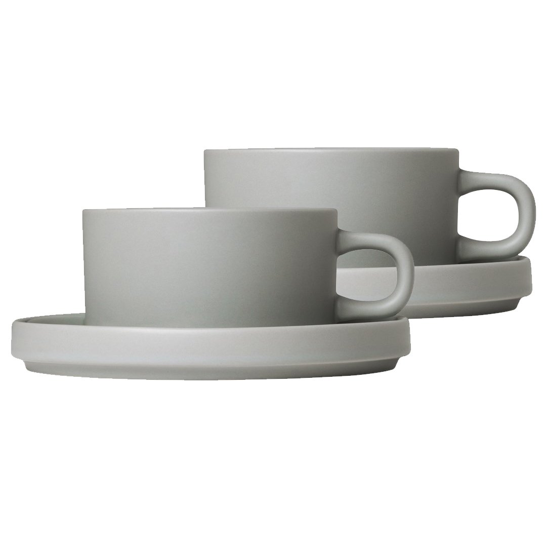 blomus Pilar mug with saucer 2-pack Mirage grey