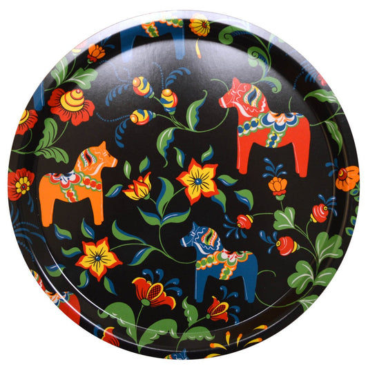 Arvidssons Textil Leksand round tray Ø31 cm black