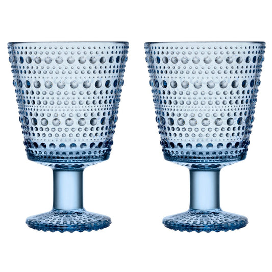 Iittala Kastehelmi Trinkglas mit Fuß 26 cl 2-pack Aqua