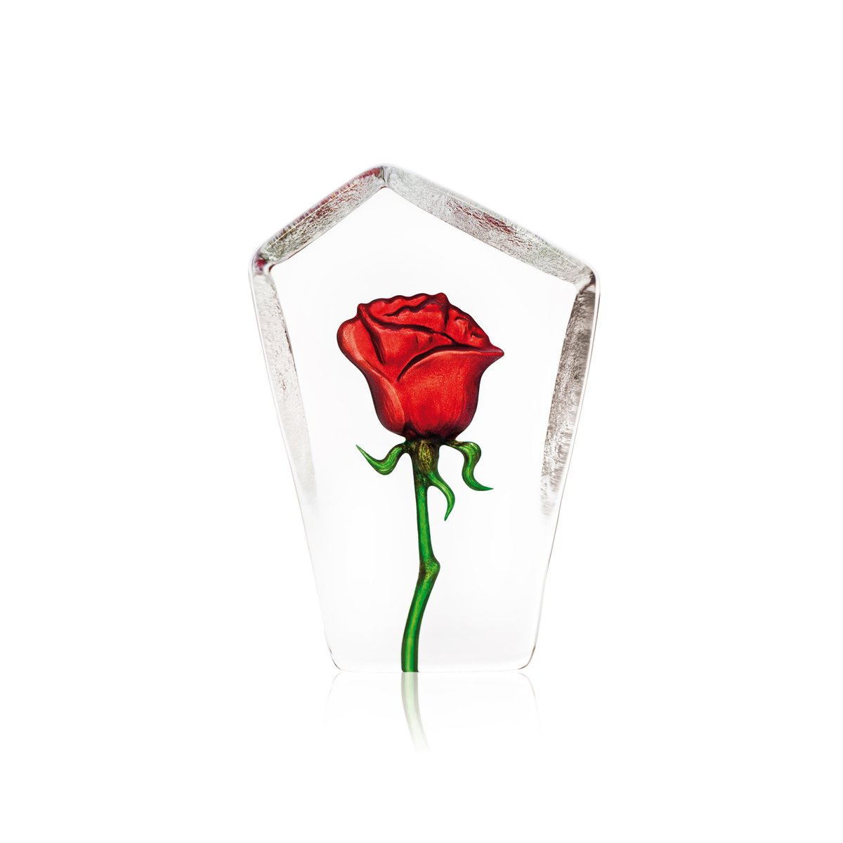 Målerås Glasbruk Floral Fantasy rose glass sculpture Red