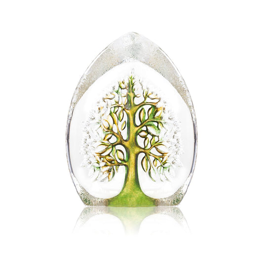 Målerås Glasbruk Yggdrasil glass sculpture green-yellow Large