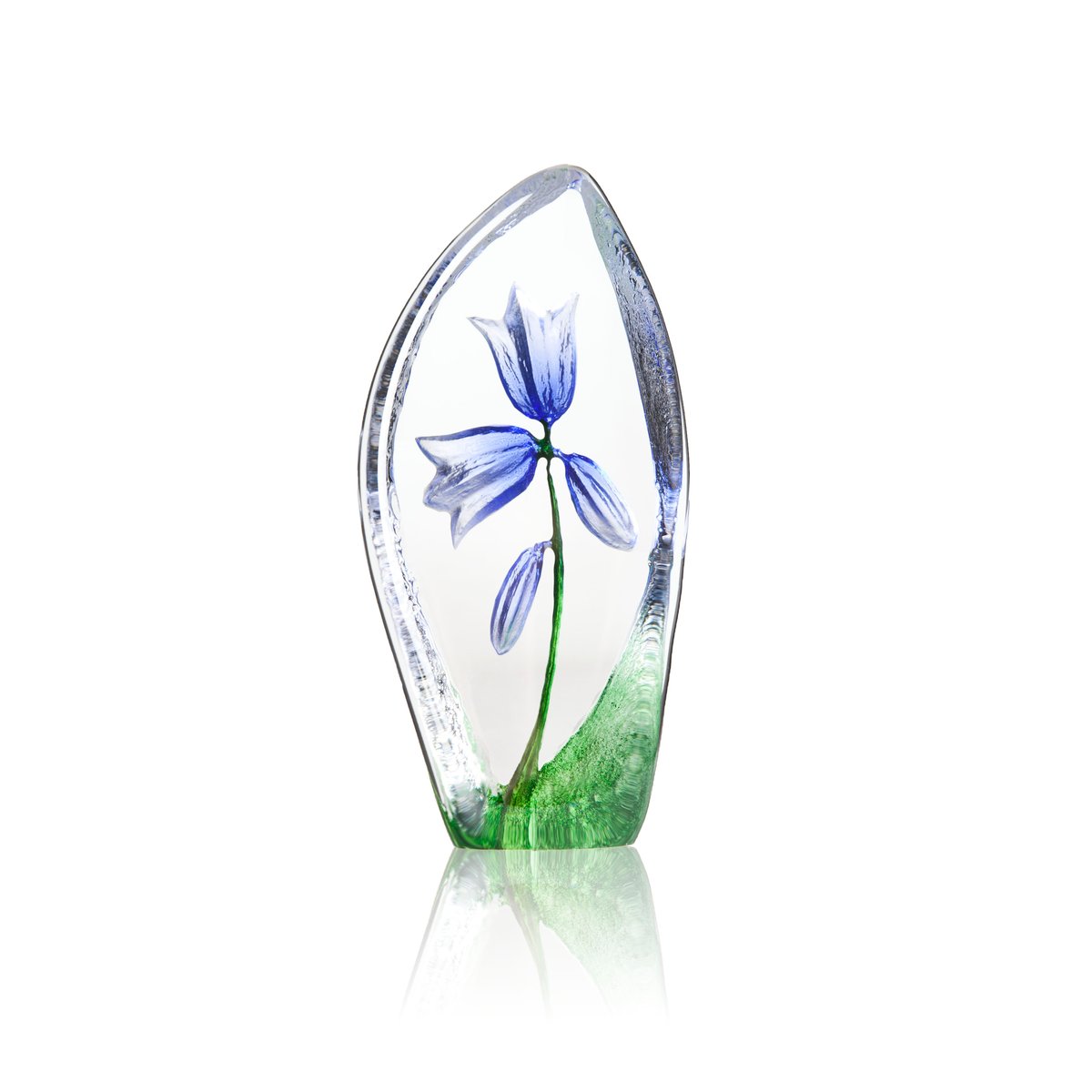 Målerås Glasbruk Bluebell glass sculpture Blue