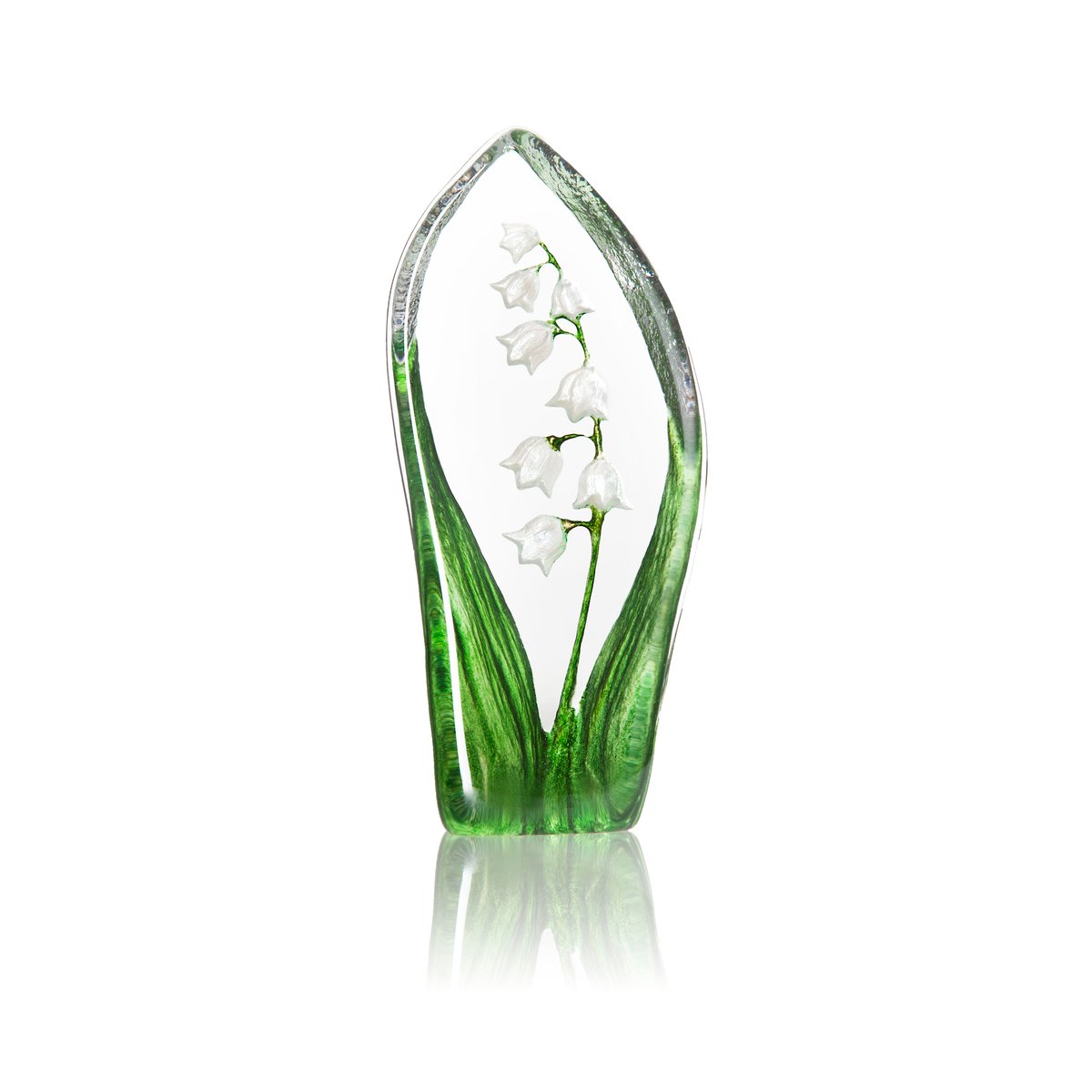 Målerås Glasbruk Lily of the Valley glass sculpture White