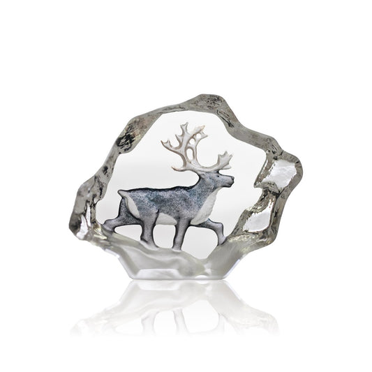 Målerås Glasbruk Reindeer glass sculpture miniature 7x5 cm