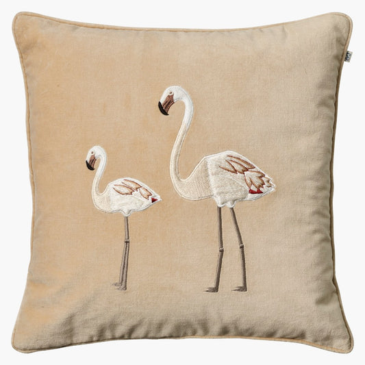 Chhatwal & Jonsson Embroidered Flamingo Kissenbezug 50 x 50cm Beige