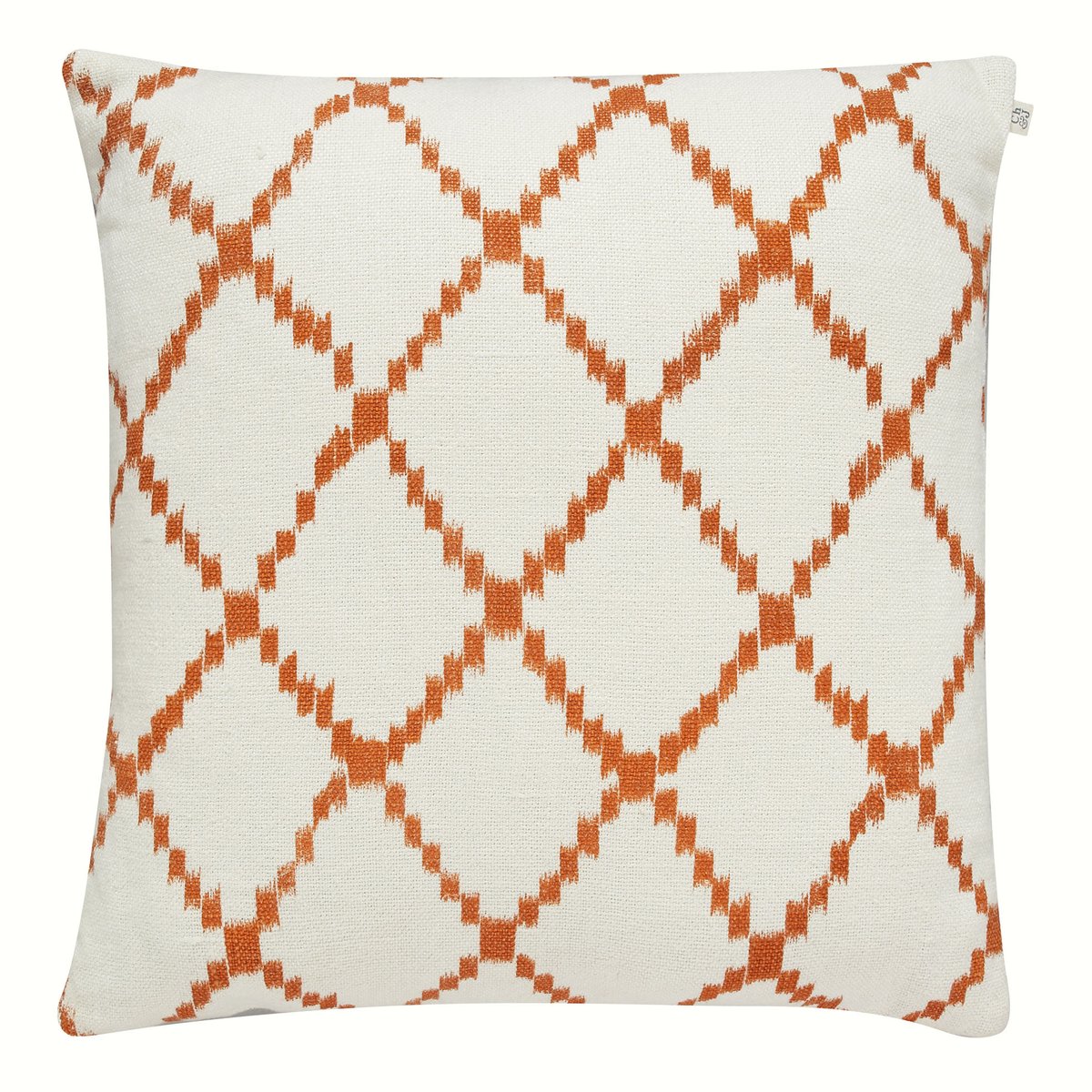 Chhatwal & Jonsson Ikat Kerela Kissenbezug 50 x 50cm Weiß-Jaffa orange