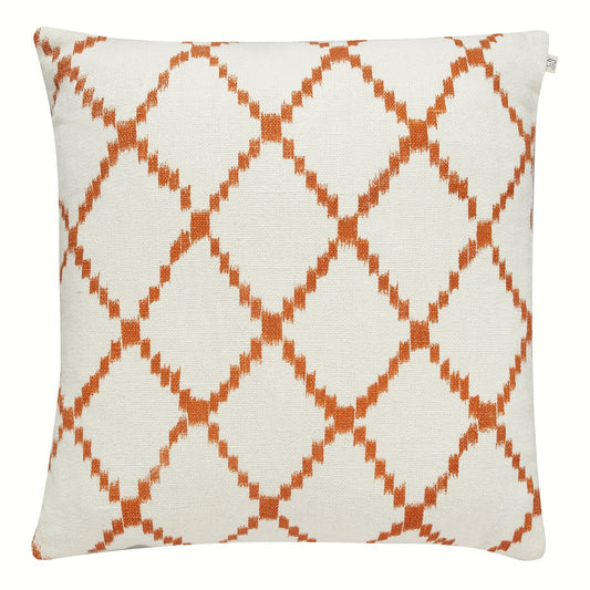 Chhatwal & Jonsson Ikat Kerela Kissenbezug 50 x 50cm Weiß-Jaffa orange