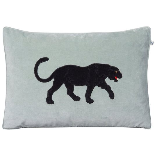 Chhatwal & Jonsson Embroidered Black Panther Kissenbezug 40 x 60cm Aqua