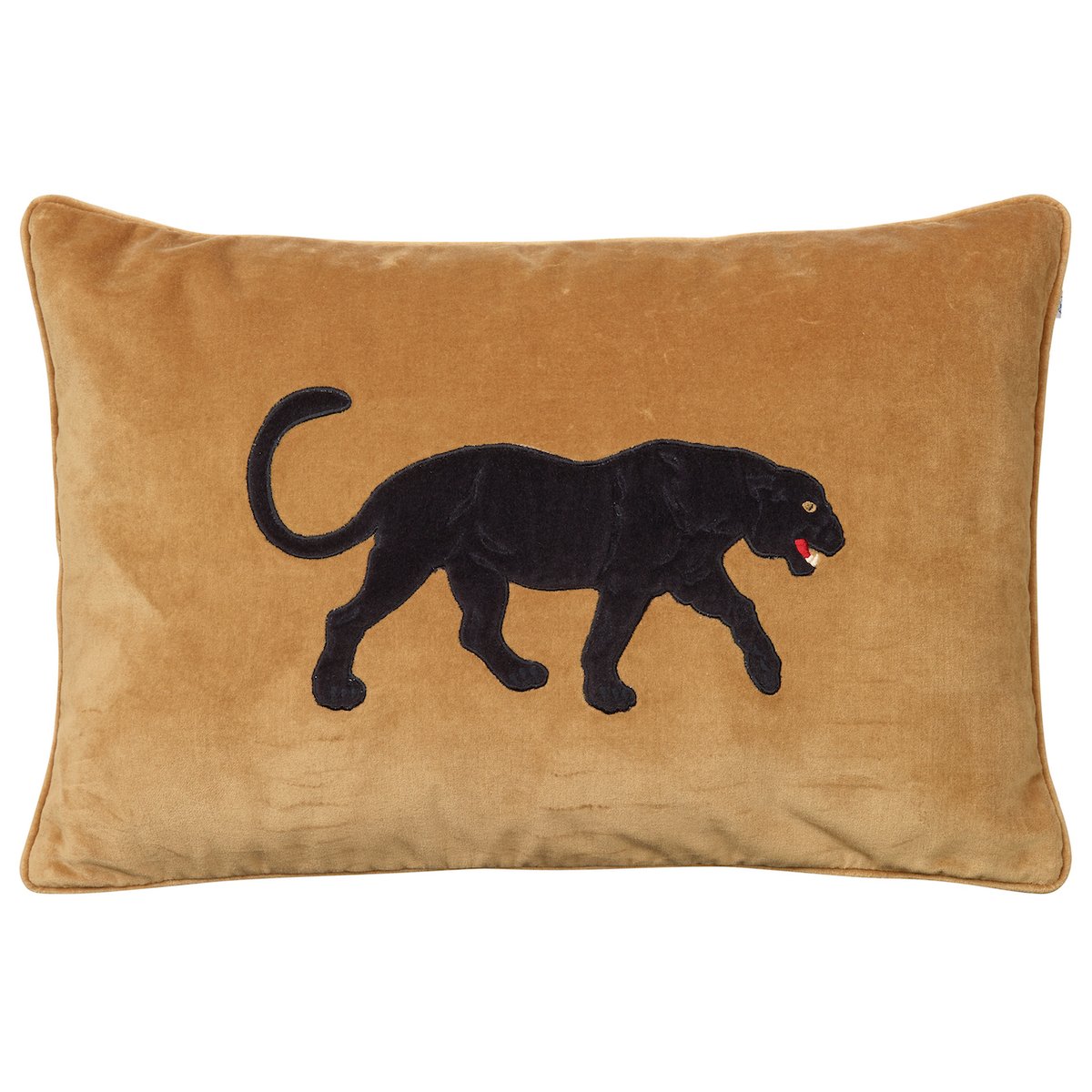 Chhatwal & Jonsson Embroidered Black Panther Kissenbezug 40 x 60cm Masala yellow