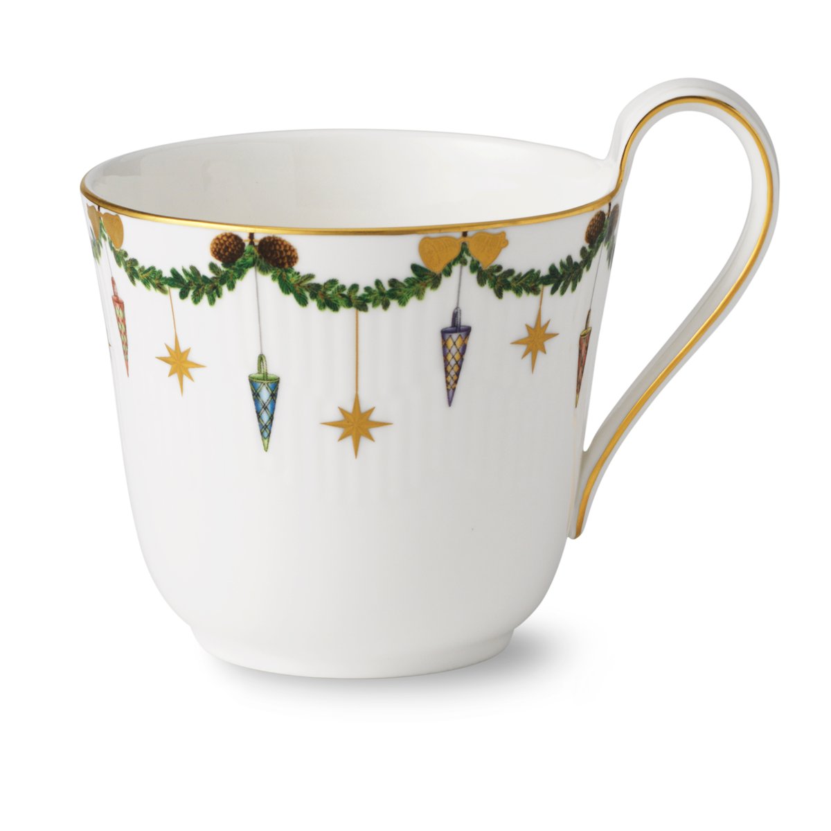 Royal Copenhagen Star Fluted Christmas Tasse mit hohem Henkel 33cl