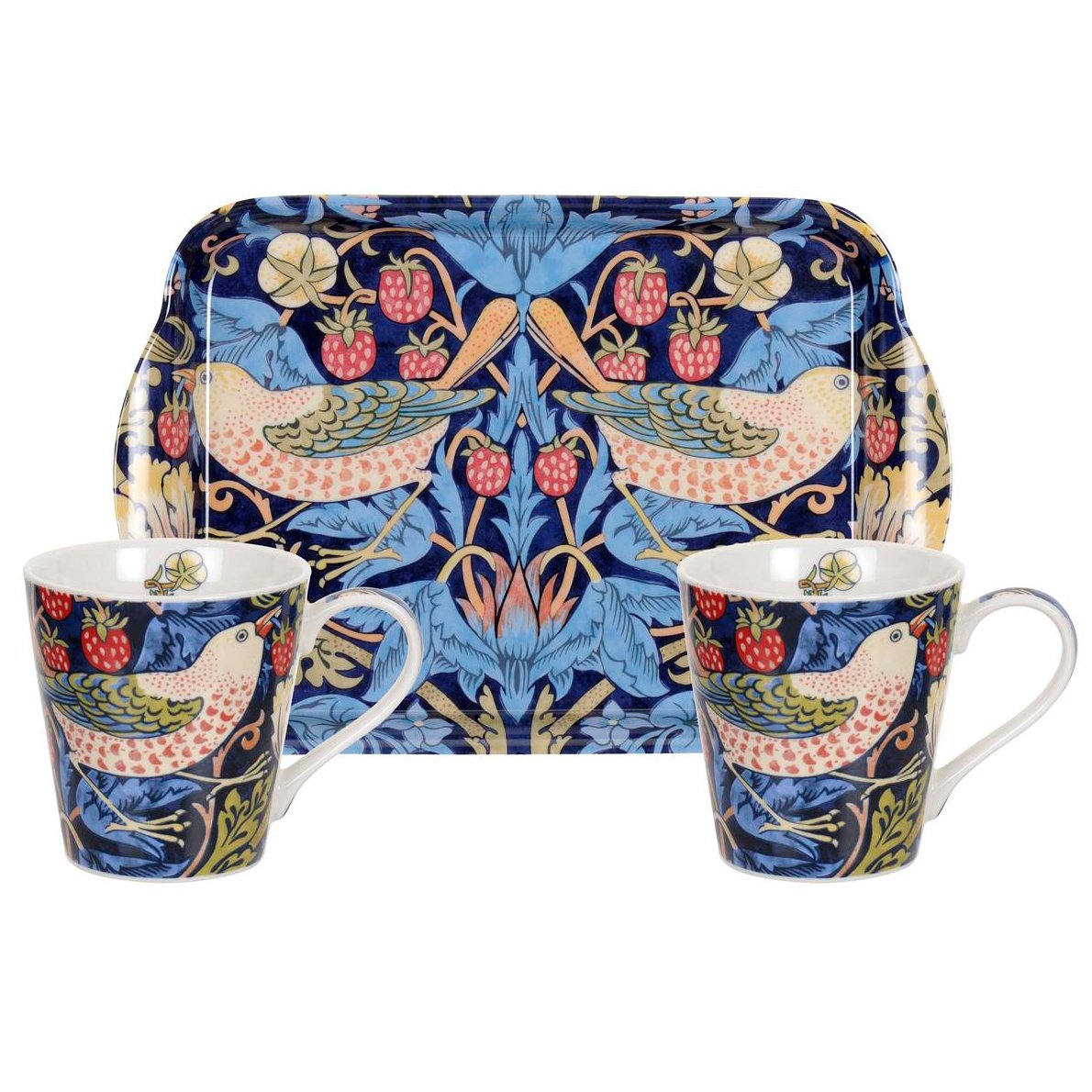 Pimpernel Strawberry Thief Tasse und Tablett Set Blau