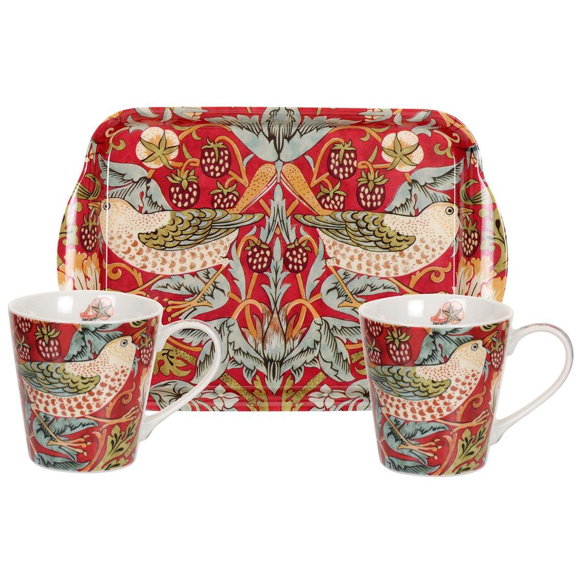 Pimpernel Strawberry Thief Tasse und Tablett Set Rot